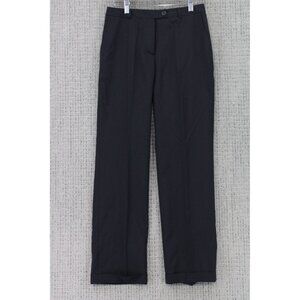 VOK Wool Pants Womens Size 8 Black Solid Lightweight Designer Casual Straight